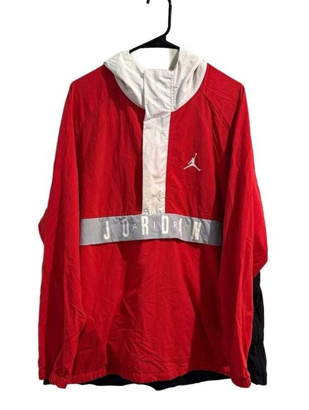 Jordan Anorak Windbreaker Size XL Red White Black Half Zip Pullover Jacket
